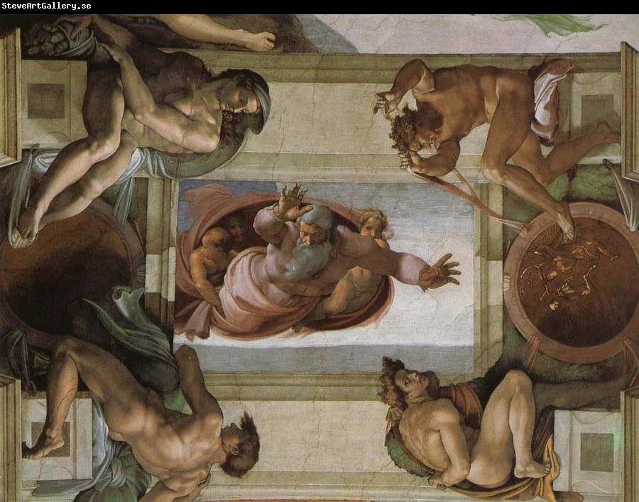 Michelangelo Buonarroti God separates the waters and the country and blesses its work,